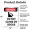 Signmission Do Not Climb On Rocks, 18 in W x Rectangle, Aluminum OS-2PACK-DS-A-1824-V-2090 - alternate 5